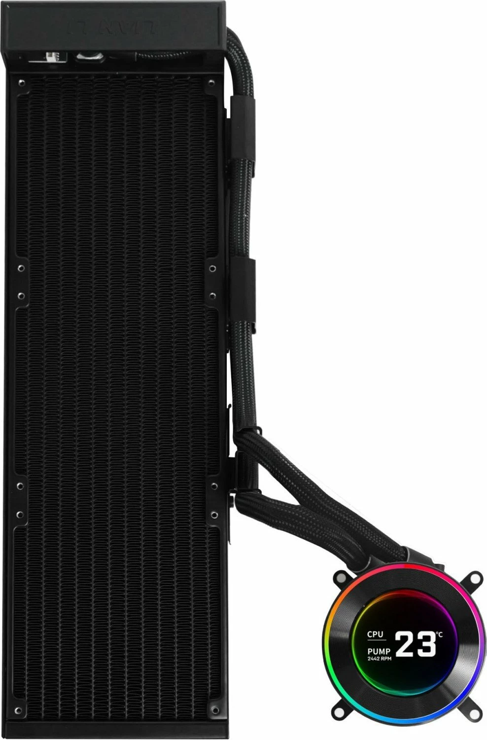 Ftohës uji AiO Lian Li Hydroshift II LCD-C 360N 360mm fanless me LCD 2.1" ARGB, i zi