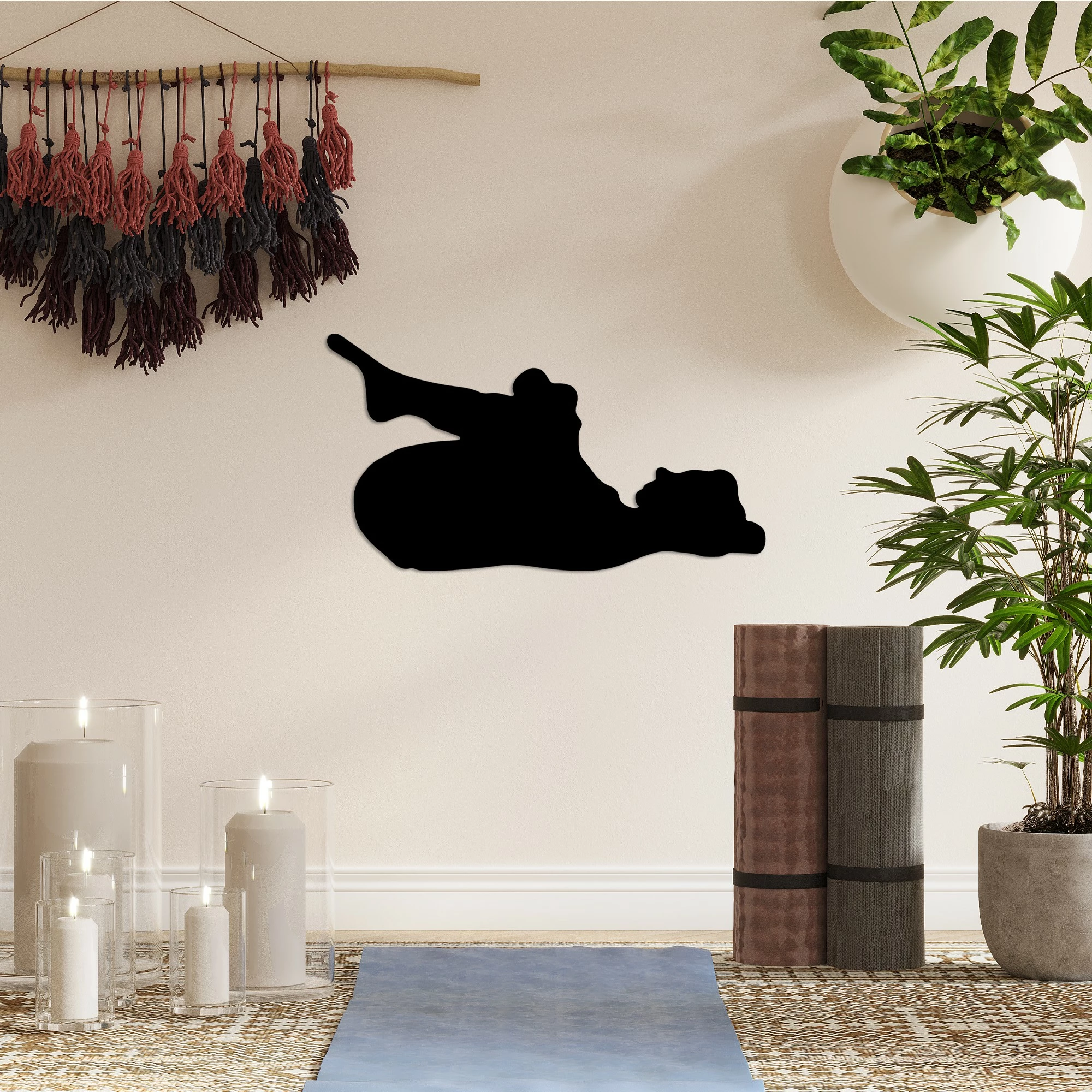 Aksesor dekorativ metalik për mur, Wallity, Yoga 8, ngjyrë e zezë, 60x33cm