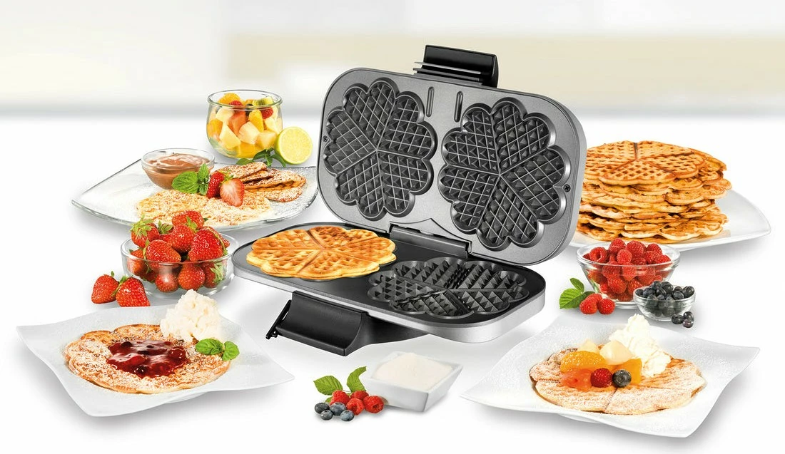 Aparat vaflash UNOLD 48241, metal, 2 vafla, termostat i rregullueshëm, ngjyrë e zezë