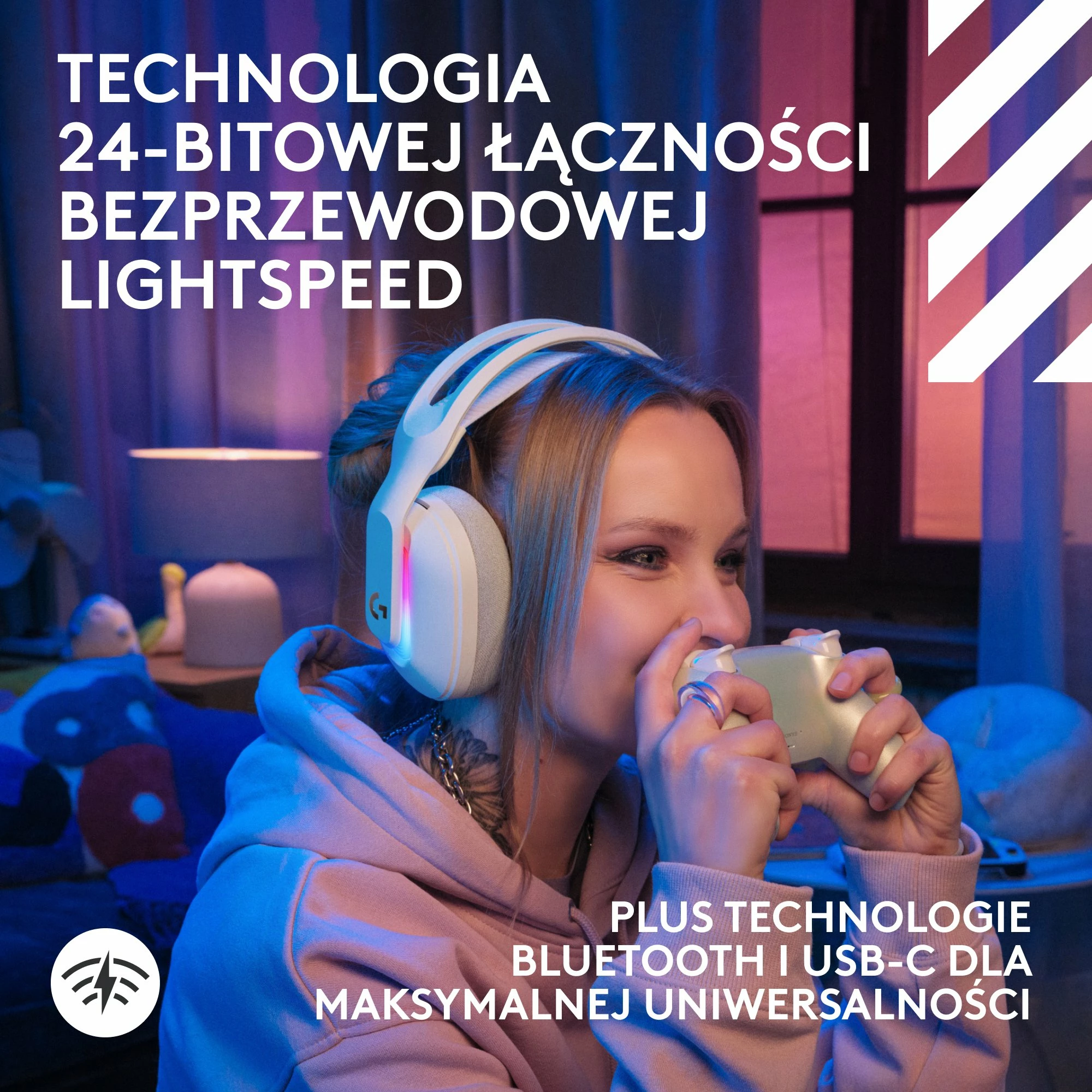 Kufje gaming Logitech Astro A20 X (939-002253), wireless/USB-C, 40mm, White