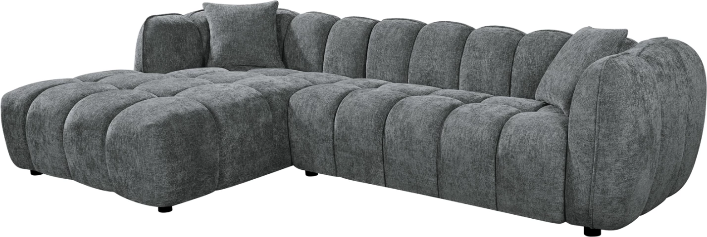 Këndare LYKKE, kënd i majtë, material gri, 280x89-165x70cm