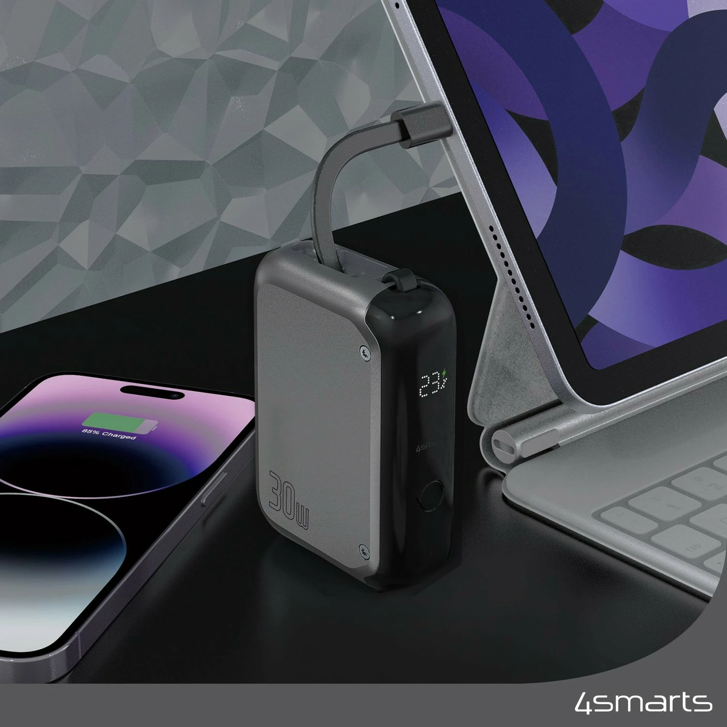 Powerbank 4smarts 540699, 10000 mAh, 30 W, gri