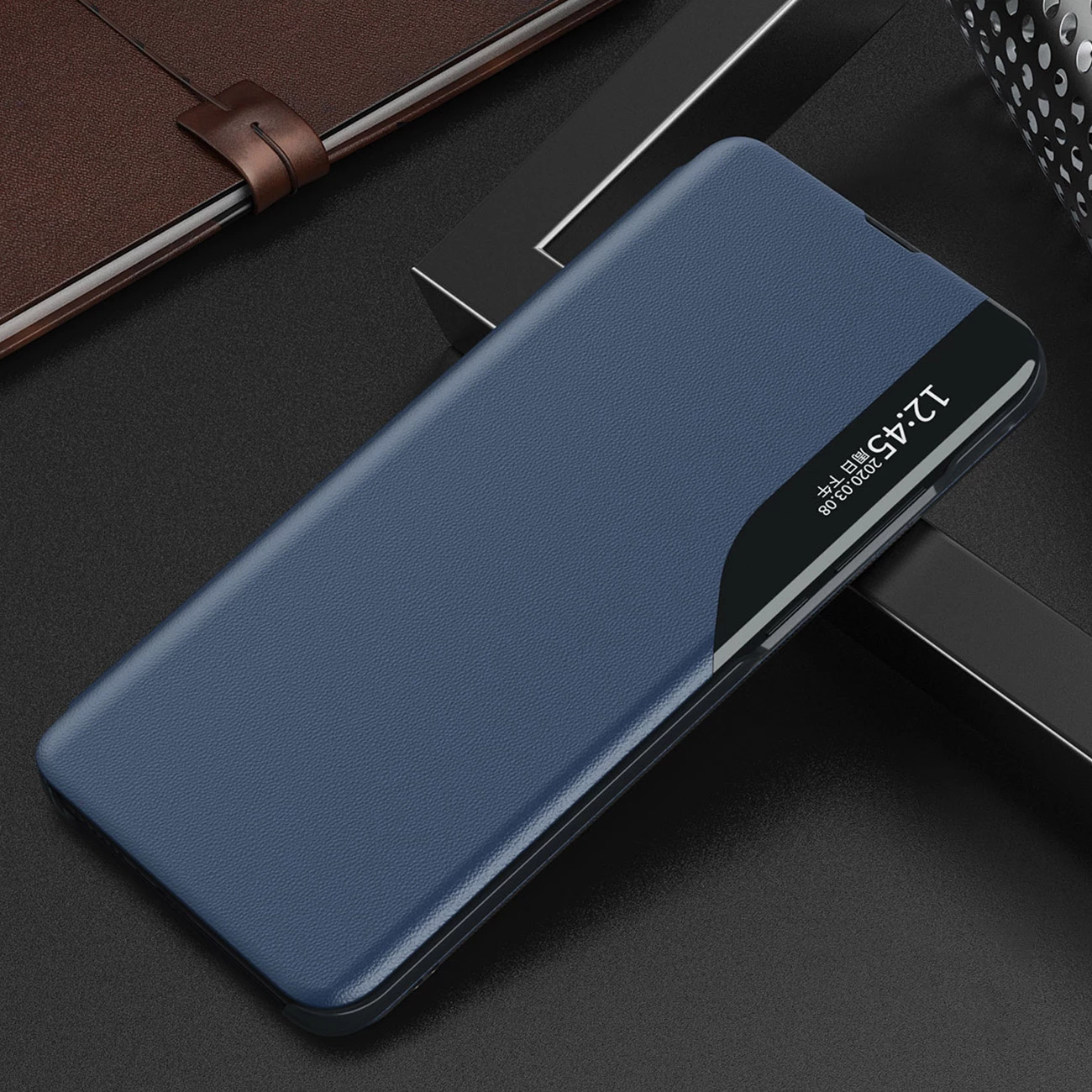 Mbështjellës Hurtel Eco Leather View Case për Xiaomi Redmi Note 12 Pro / Poco X5 Pro 5G, me qëndrim, i zi