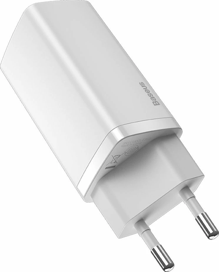 Karikues muri Baseus GaN2 Lite CCGAN2L-B02 65W 1x USB-C + 1x USB-A i bardhë