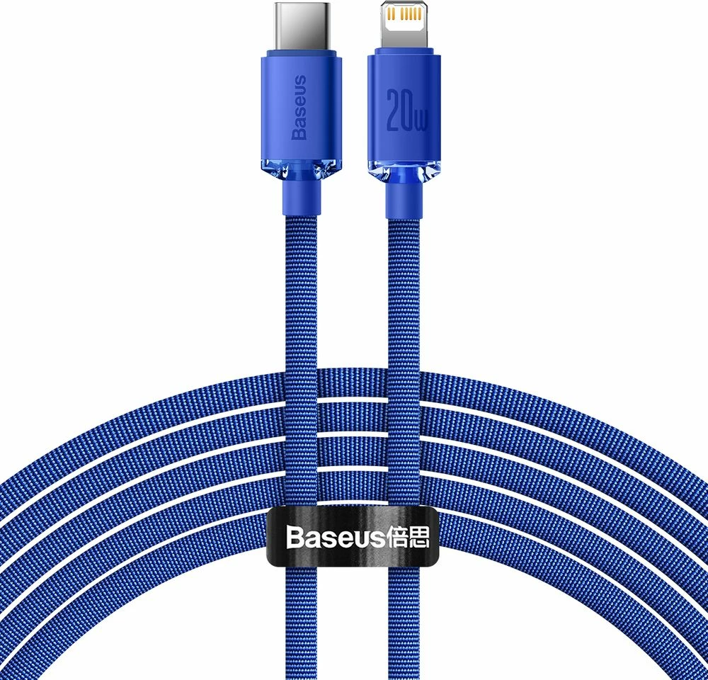 Kabel USB-C në Lightning Baseus Crystal Shine Series BSU3021BLU 2 m PD 20W, kaltër