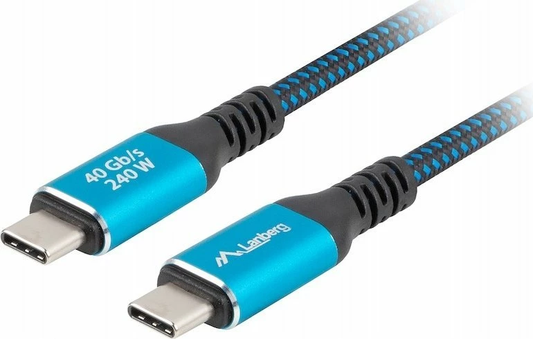 Kabllo USB-C Lanberg CA-CMCM-45CU-0020-BK, USB4 2 m, 240W, 8K@60Hz, 40Gb/s, zi-kaltër