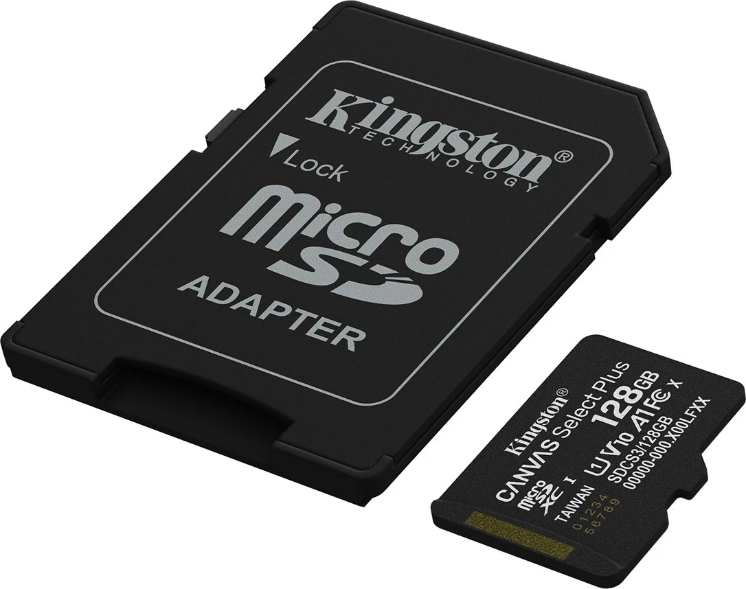 Kartelë memorie Kingston Canvas Select Plus microSDXC 128GB me adapter, e zezë