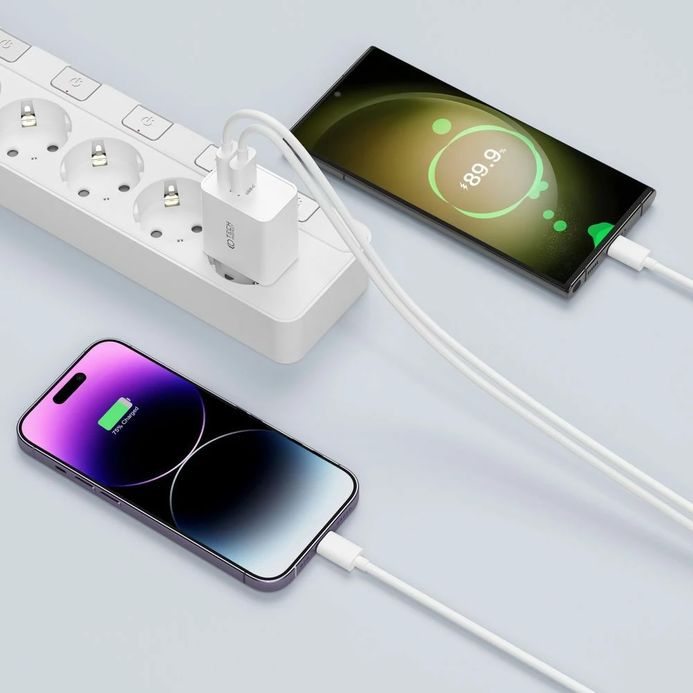 Karikues rrjeti Tech-Protect C35W, 2x USB-C PD 35W, i bardhë