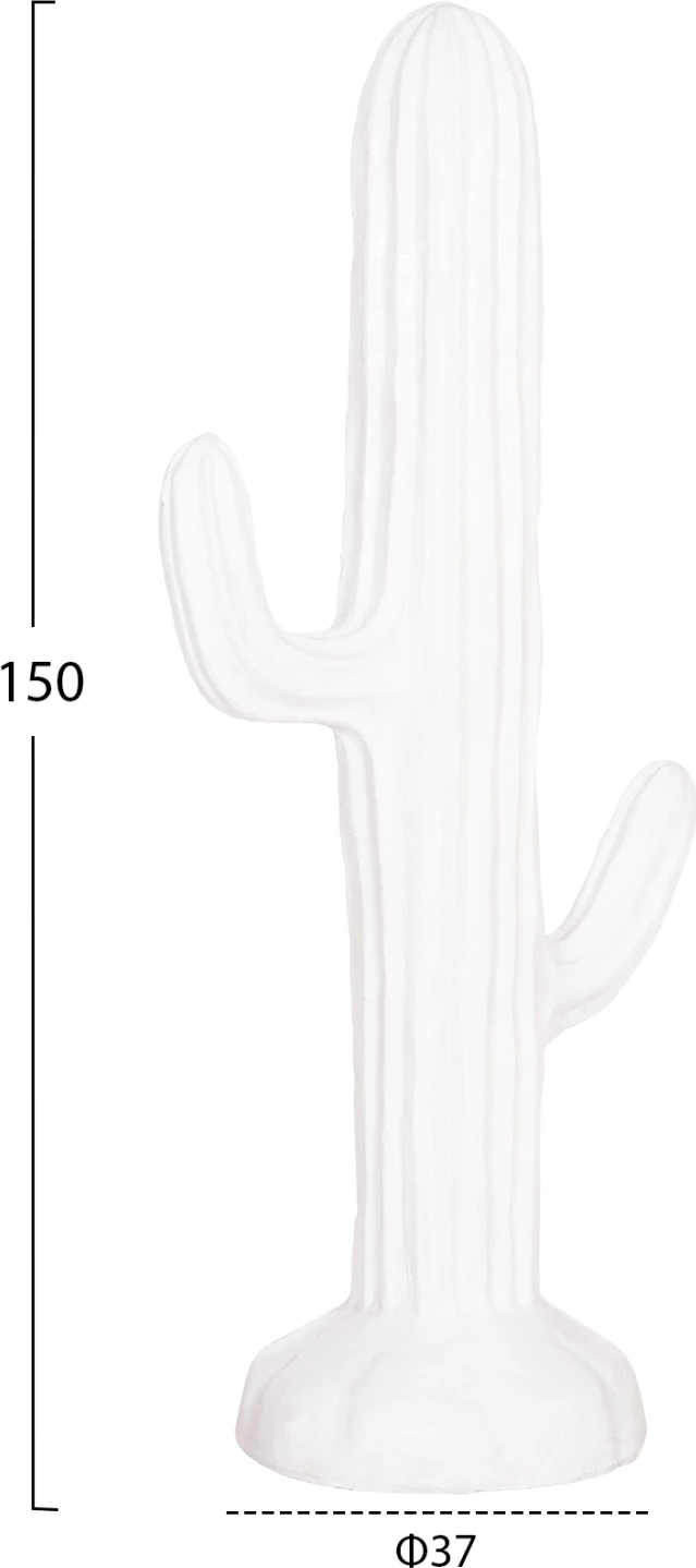 Kaktus dekorativ në dysheme, MDF, ngjyrë e bardhë, FH4386.02L, 63x37x150H cm