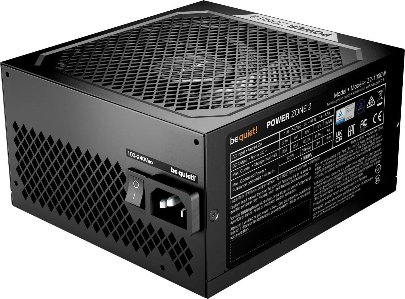 Njësi furnizimi me energji BE QUIET! POWER ZONE 2, 1000W, ATX, E zezë