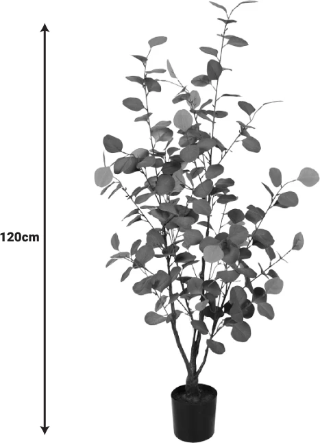 Bimë dekorative eukaliptusi në vazo, jeshile, Inart, H120cm, set prej 4 copash