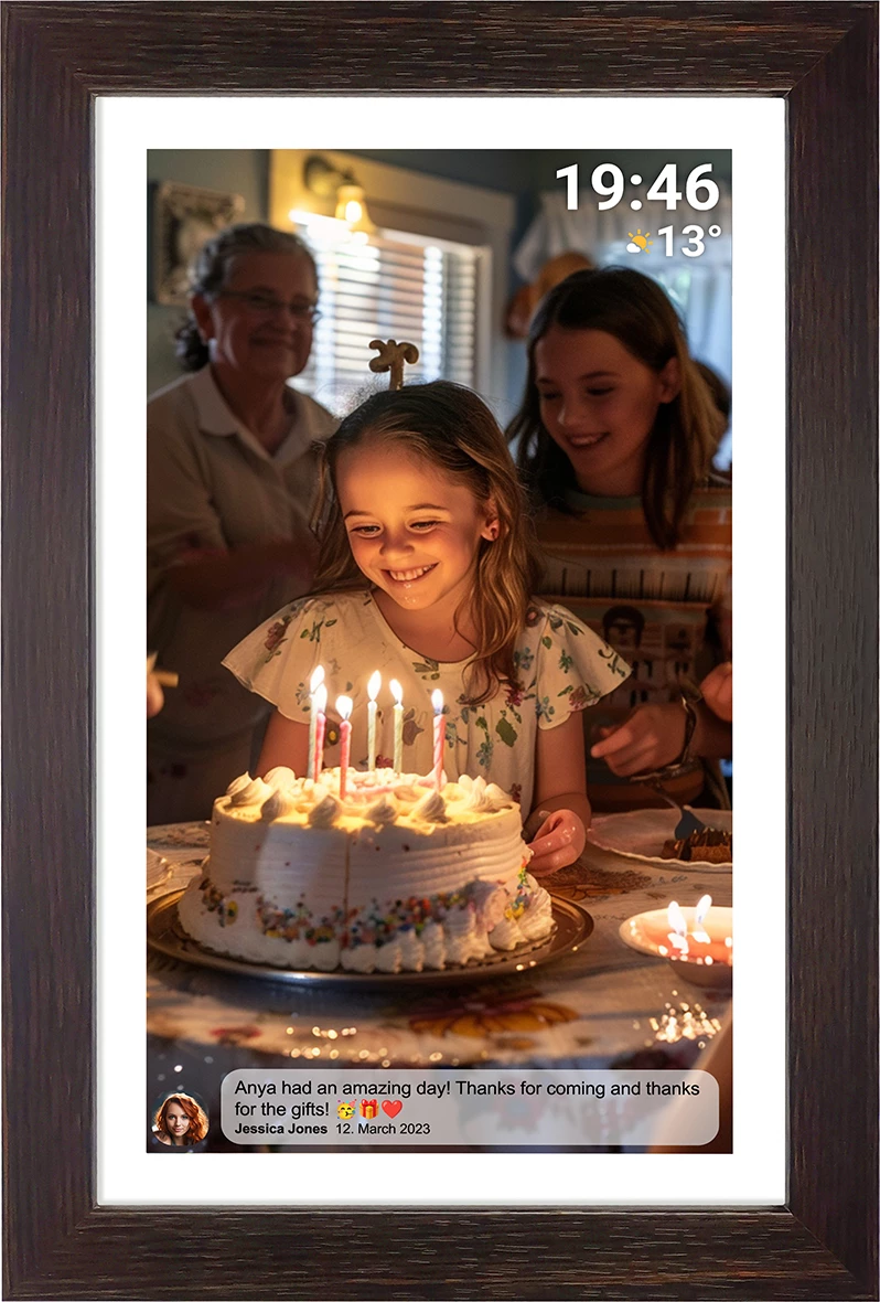 Kornizë digjitale Denver Frameo PFF-1543DW, 15.6", 16 GB, Full HD, Kafe