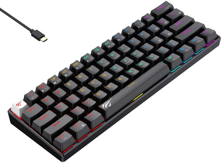 Tastierë mekanike Havit KB903L me kabllo, 61 taste, RGB, e zezë