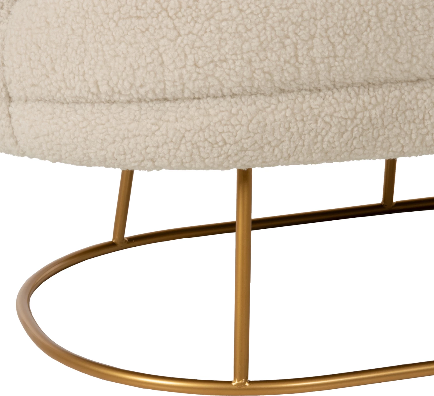 Divan dy vendësh ARIEN FH8492.20 pëlhurë boucle ngjyrë krem dhe bazë metalike e artë 130x75x85Hcm