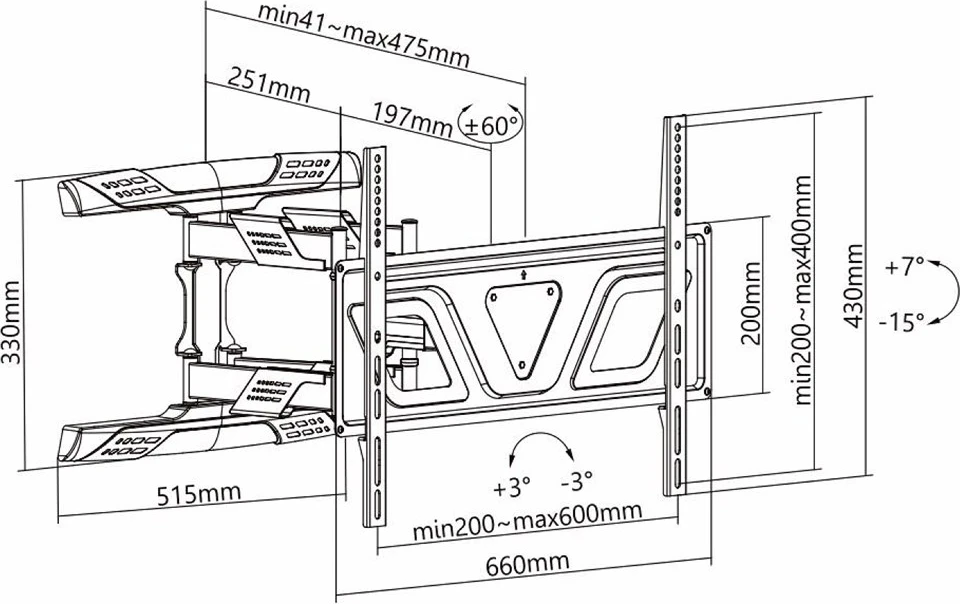 Mbajtës televizori Maclean MC-832, 37" - 80", 41 - 475 mm, hiri
