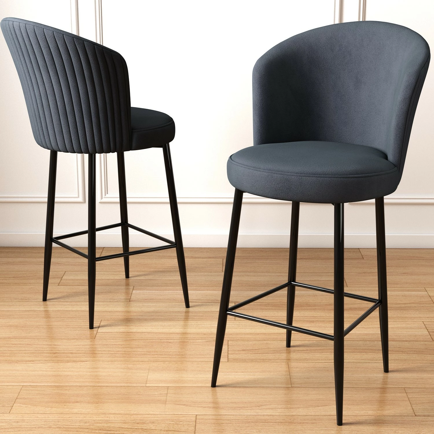 Set karrigesh për bar (6 copë), Hanah Home, Fora, antracit, e zezë