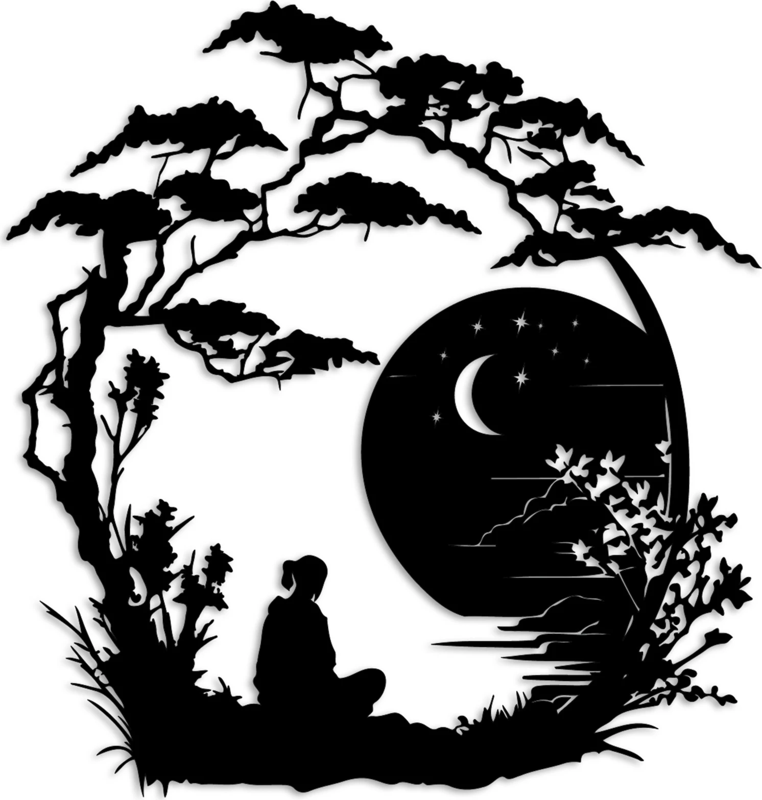 Aksesor dekorativ metalik për mur Wallity, The Seclusion, ngjyrë e zezë, 63x60cm