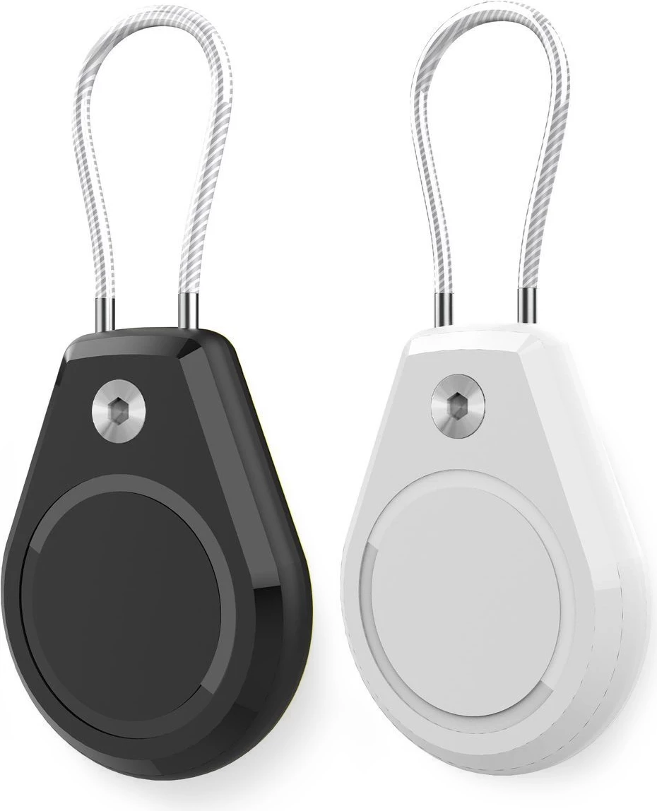 Mbështjellës Hurtel për Apple AirTag, WAT-61-0Y1S, 2 copë, i bardhë + i zi, me kabllo çeliku, waterproof