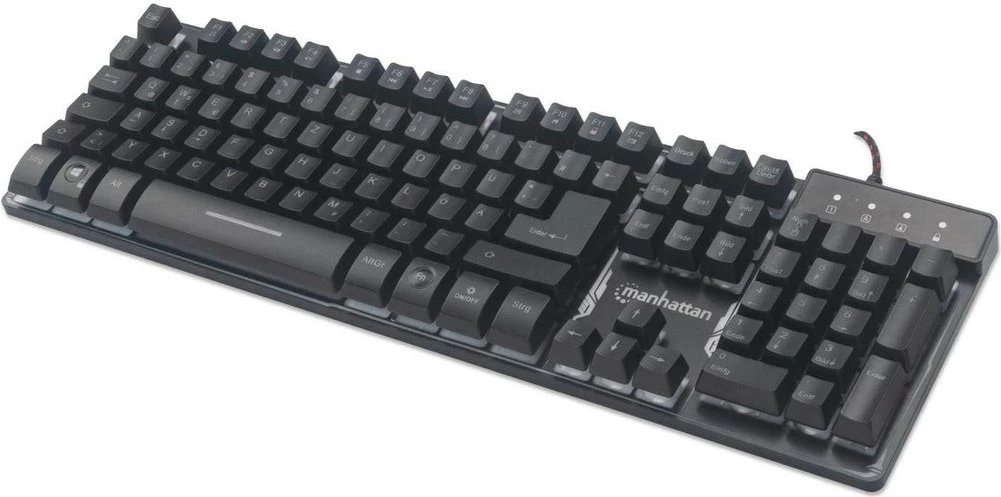 Tastierë gaming MANHATTAN USB, LED, full-size, spanjolle, e zezë