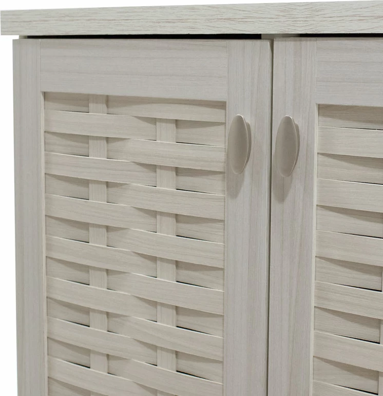 Dollap këpucësh MANTAM 16 palë bardhë-gri 115.5x40x92cm