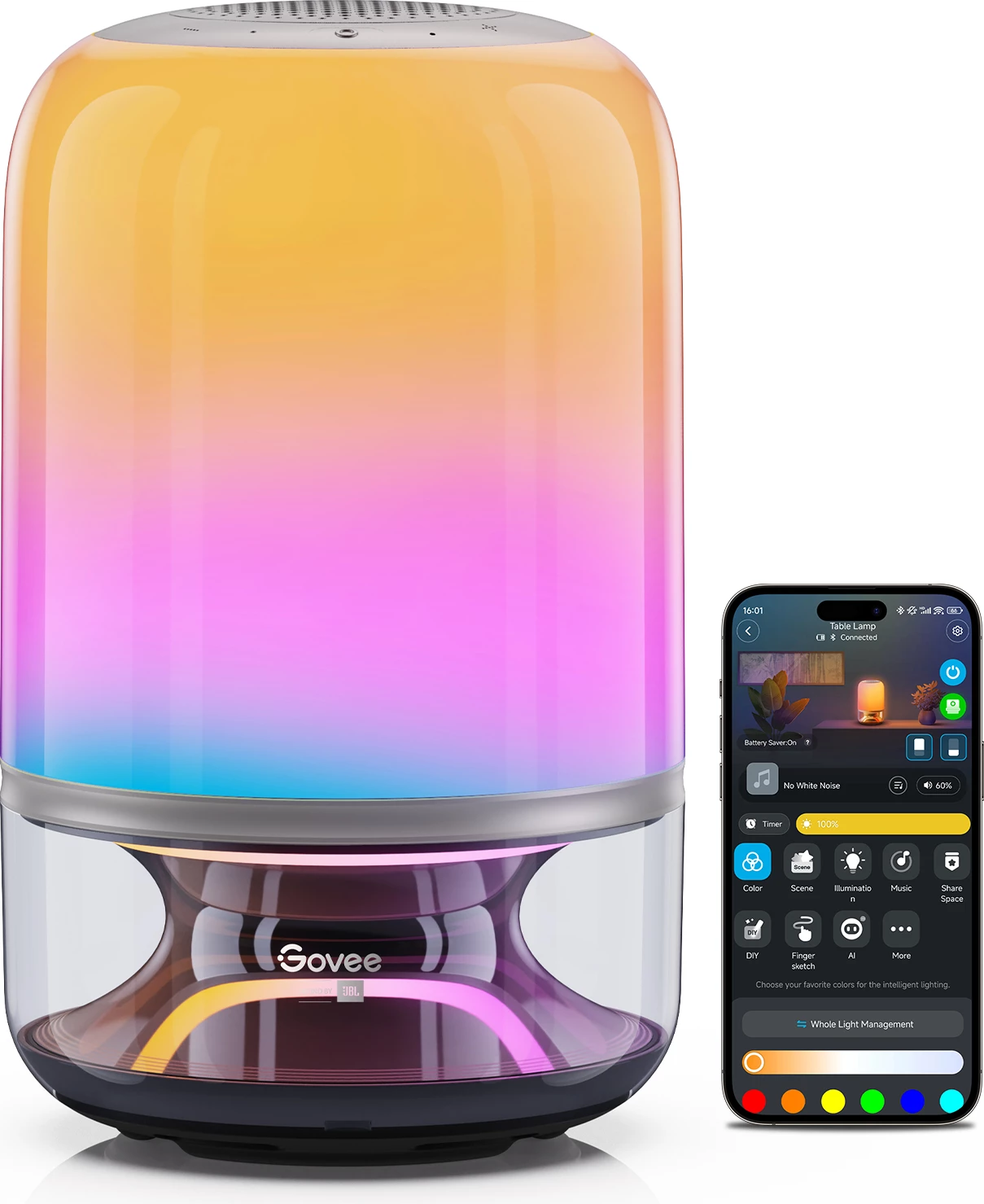 Lampë tavoline Govee Table Lamp 2 Pro x Sound by JBL, RGB, me bateri 5200 mAh