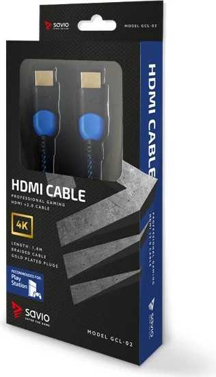 Kabllo HDMI Savio GCL-02, 1.8m, Lloji A, e zezë/kaltër