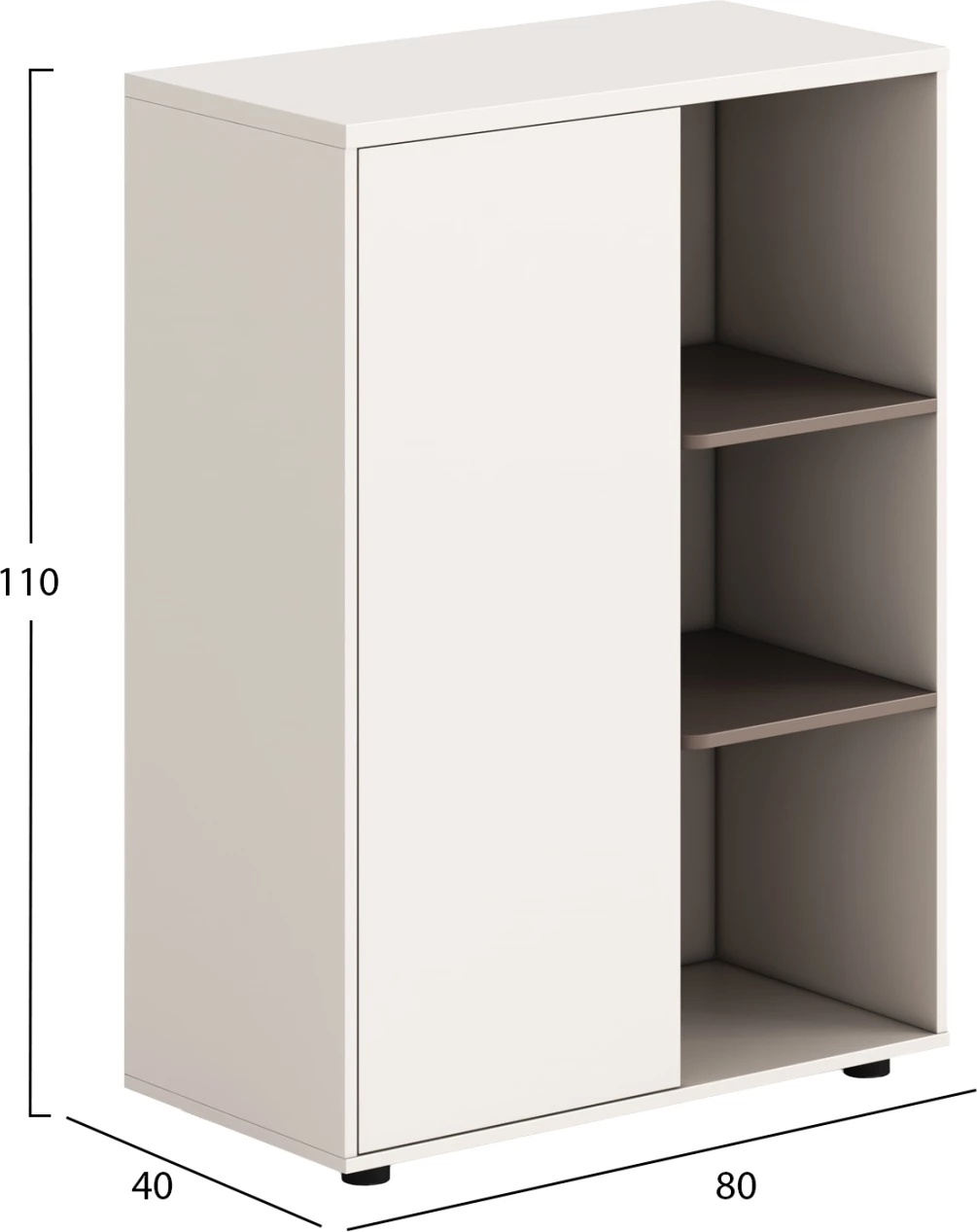 Kabinet/rafter NEWLINE, melaminë e bardhë dhe kafe e çelët, FH18283, 80x40x110cm