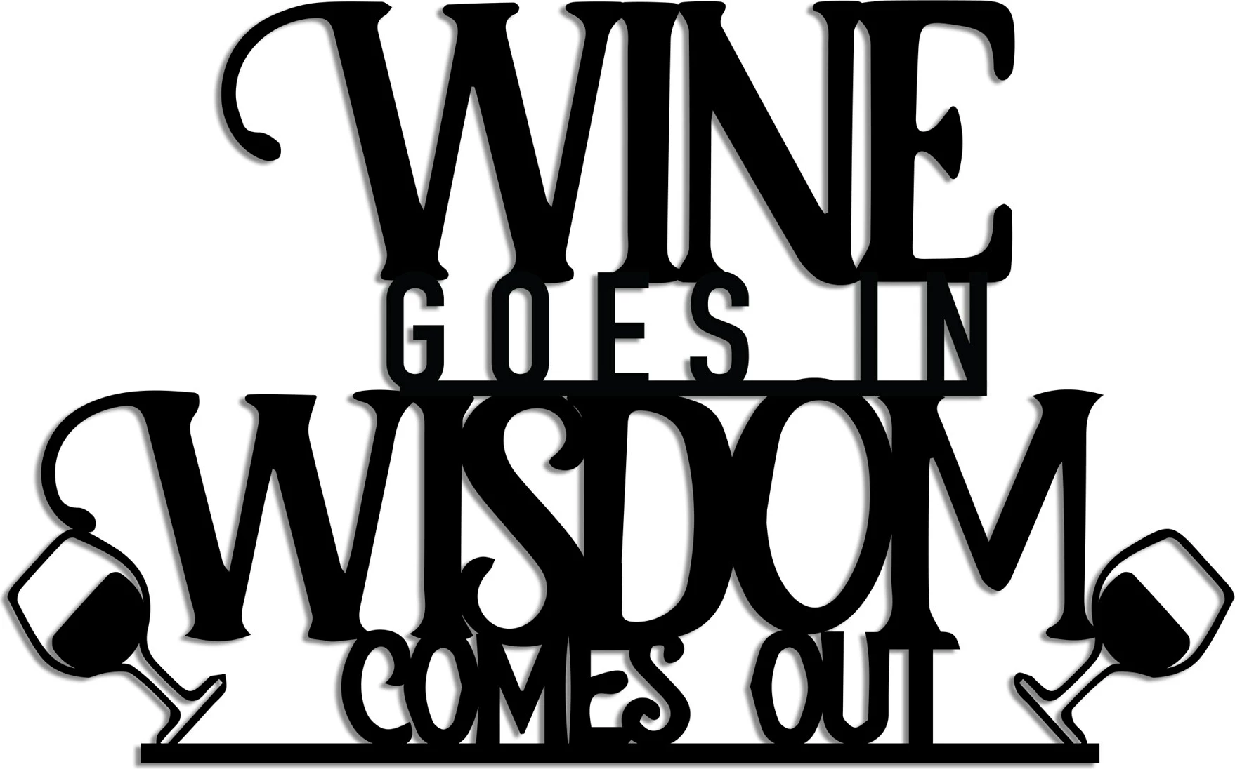 Aksesor dekorativ metalik për mur, Wallity, Wine Wisdom