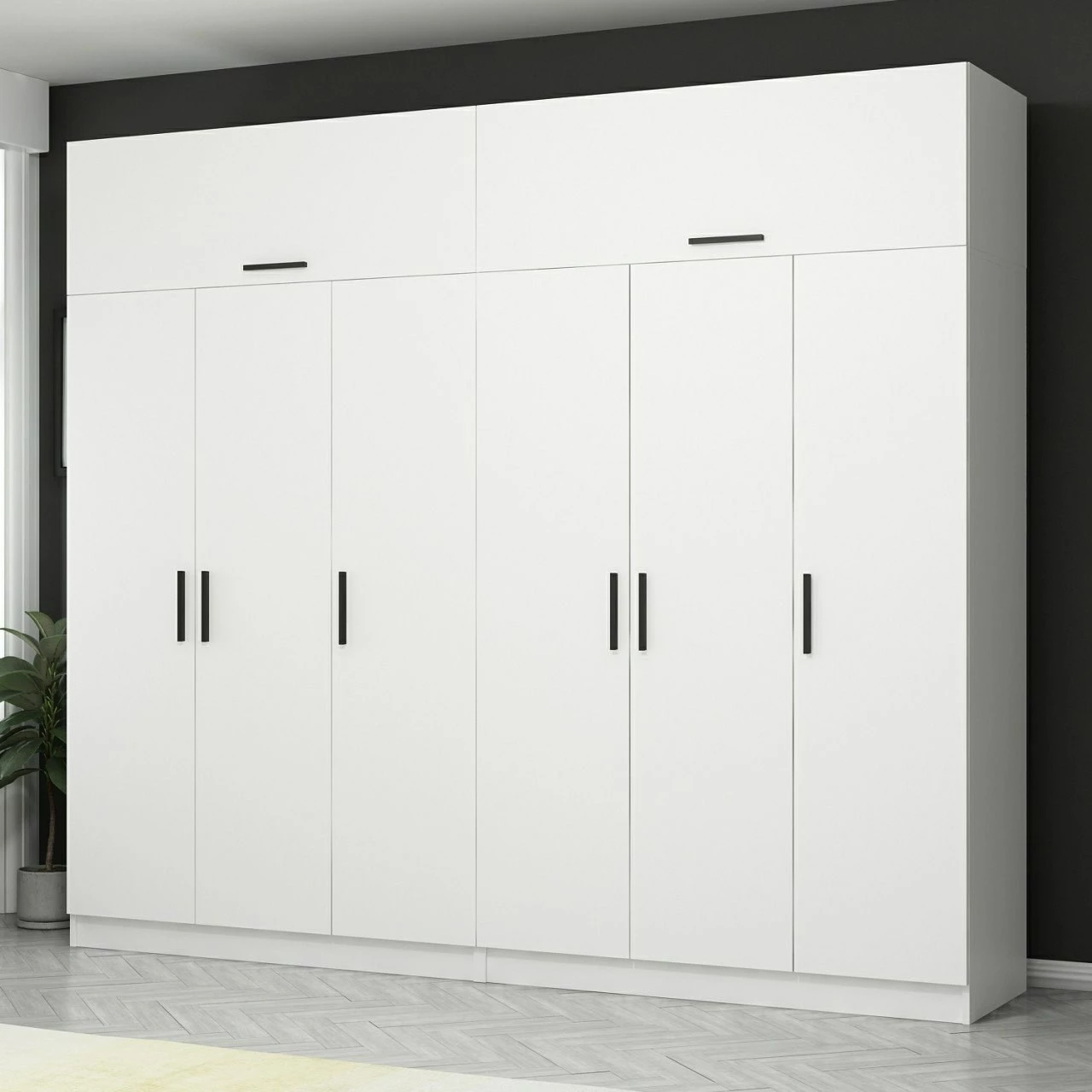 Dollap i madh për rroba, ngjyrë e bardhë, Skye Decor, Kale - 3087