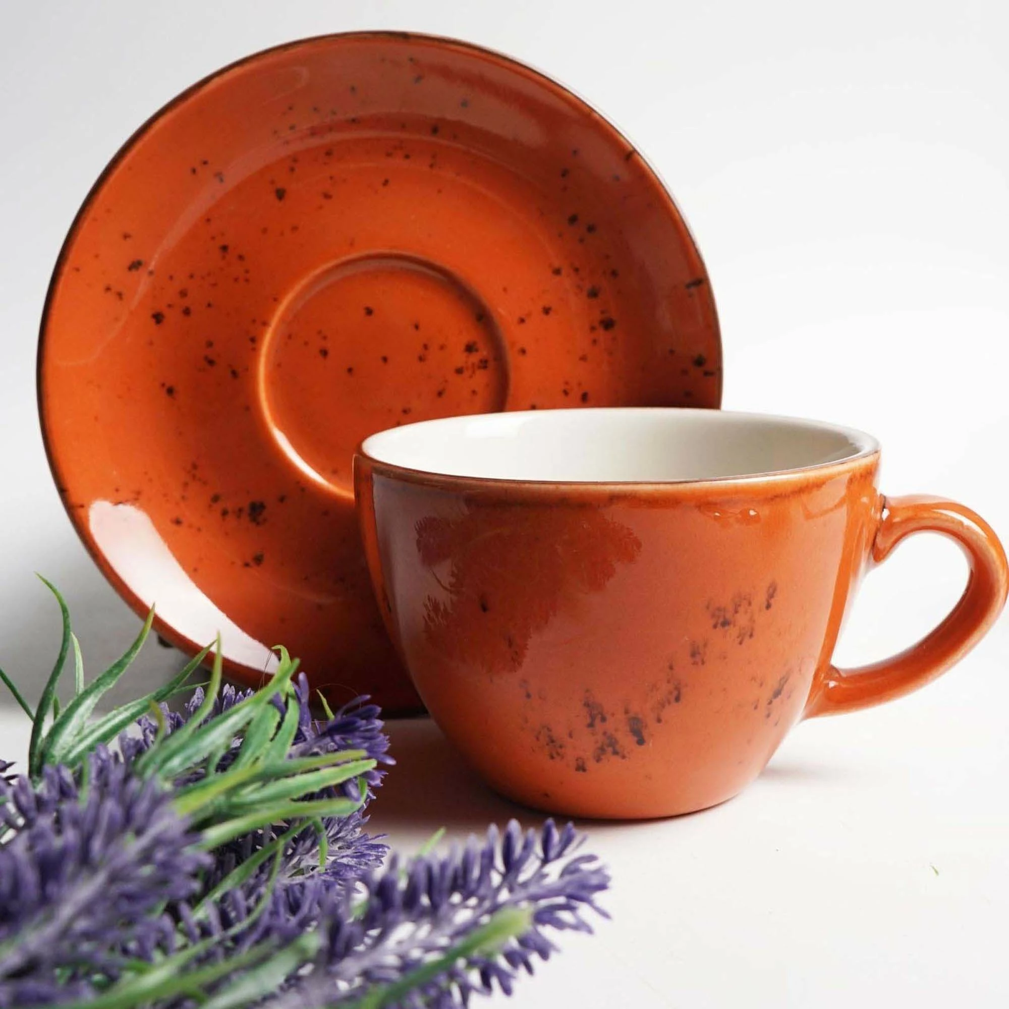 Nënfilxhan kafeje Fine Dine Dahlia, për filxhan 140 ml, Ø140 mm, set 6 copë, portokalli