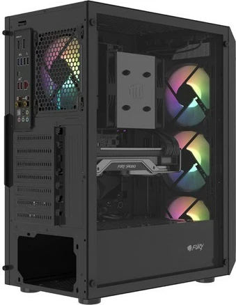 Kasë Natec Fury Shobo SH4F RGB, Midi Tower, xham i temperuar, 4 ventilatorë RGB, e zezë