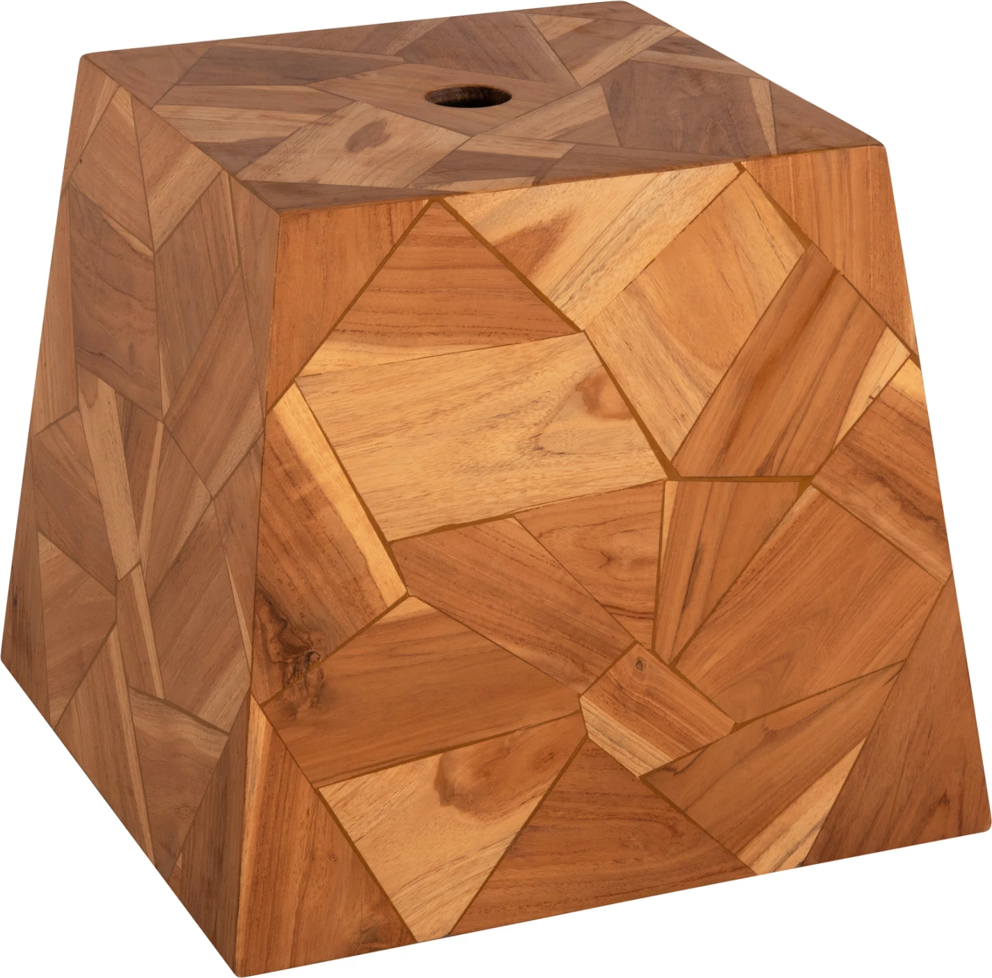 Baza për ombrellë, beton, mbulesë dru tik, vrimë 5cm, 47x47x42cm