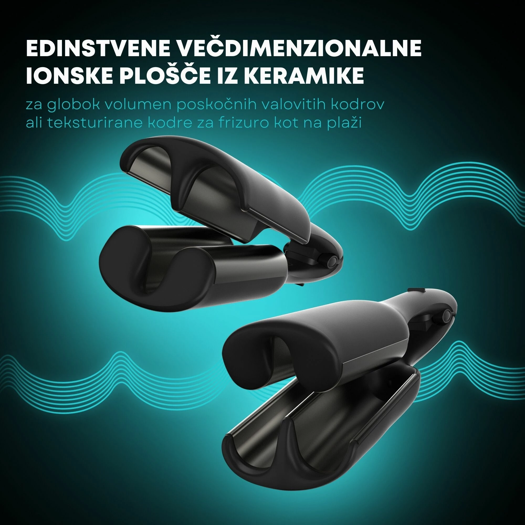Piaster valëzues 2-në-1 Revamp Progloss WV-3000 Beach & Volume, 120-210°C, i zi, me tapet rezistent nxehtësie