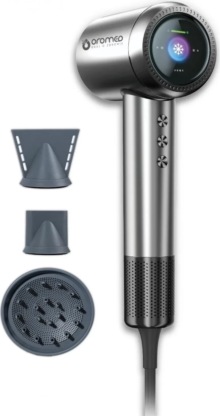 Tharëse flokësh Oromed Oro-F1 Sonic, 1600W, jonizim, ekran LCD, argjendtë