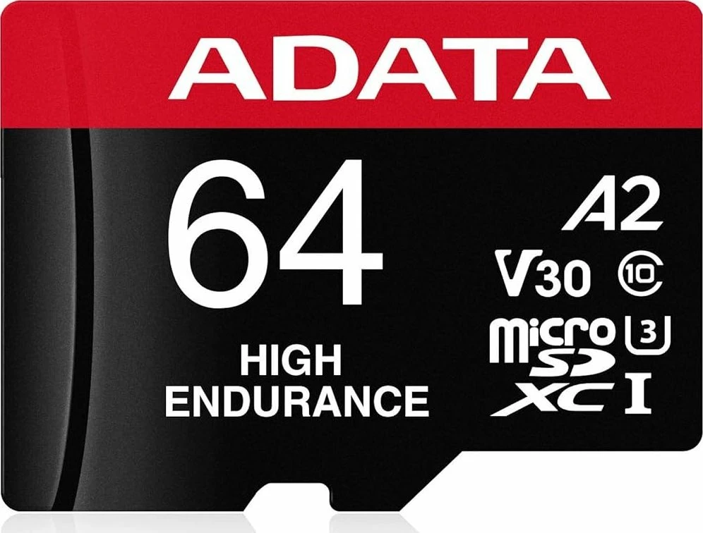 Kartelë memorie microSDXC ADATA High Endurance AUSDX64GUI3V30SHA2-RA1 64GB Class 10 UHS-I/U3 A2 V30, me adapter