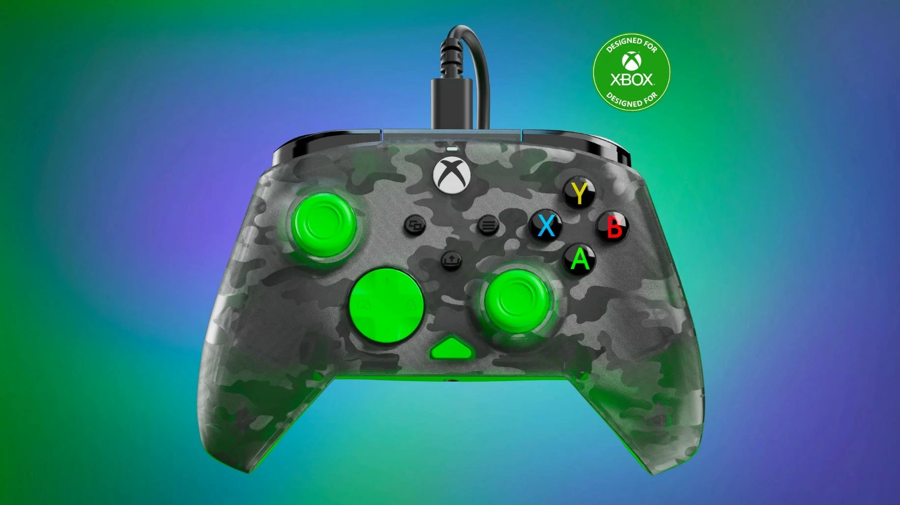 Kontroller i kablluar Turtle Beach Rematch Core për Xbox/PC, Camo zi/jeshil