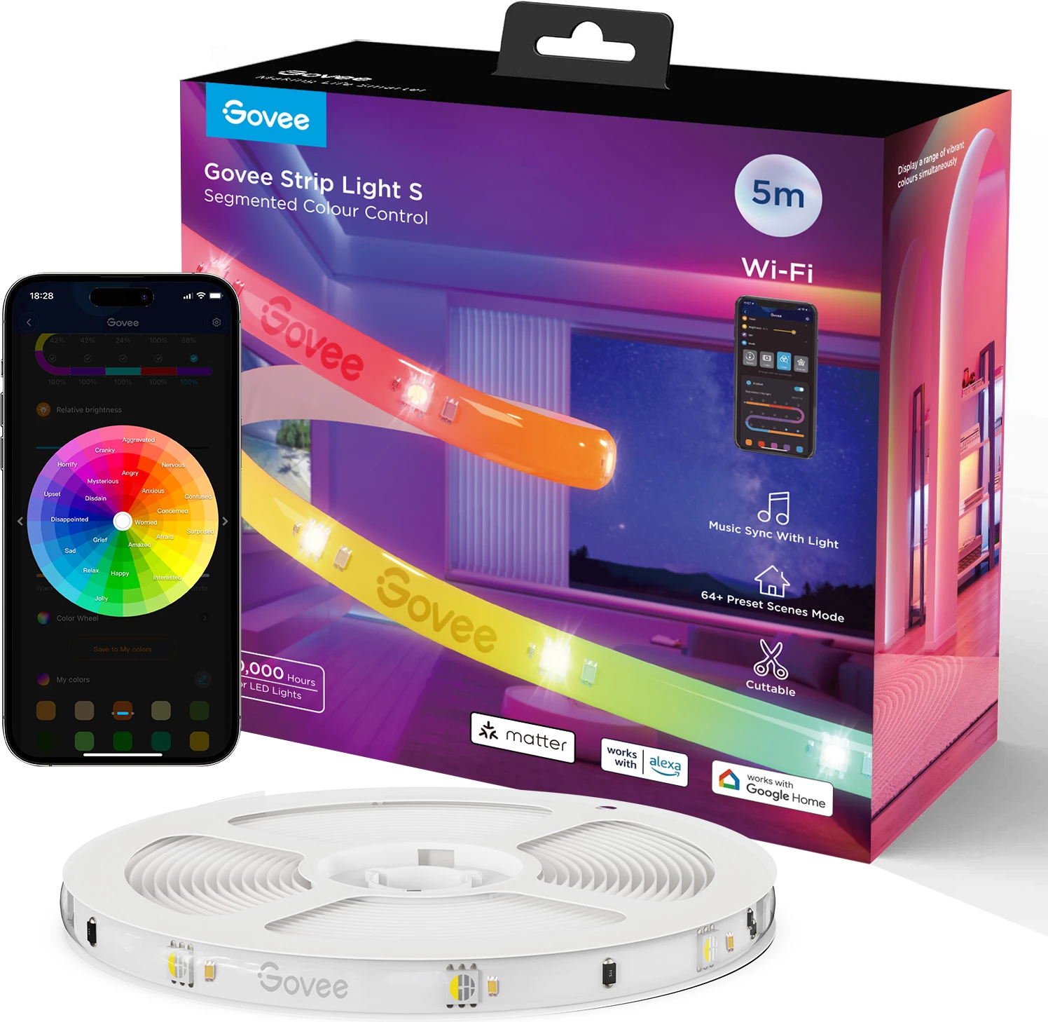 Shirit LED RGBIC Govee Strip Light S 5m, Wi‑Fi