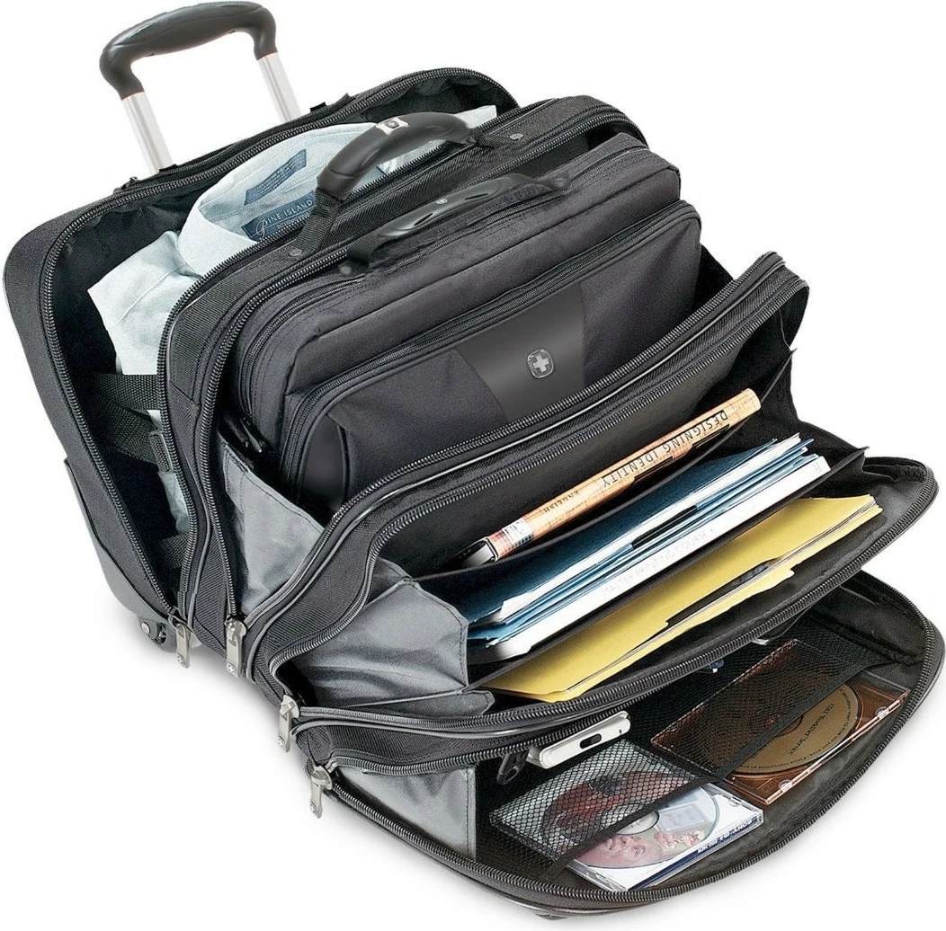 Set biznesi 2 pjesësh Wenger Patriot, trolley 17 inç me çantë notebook 15.4 inç, e zezë