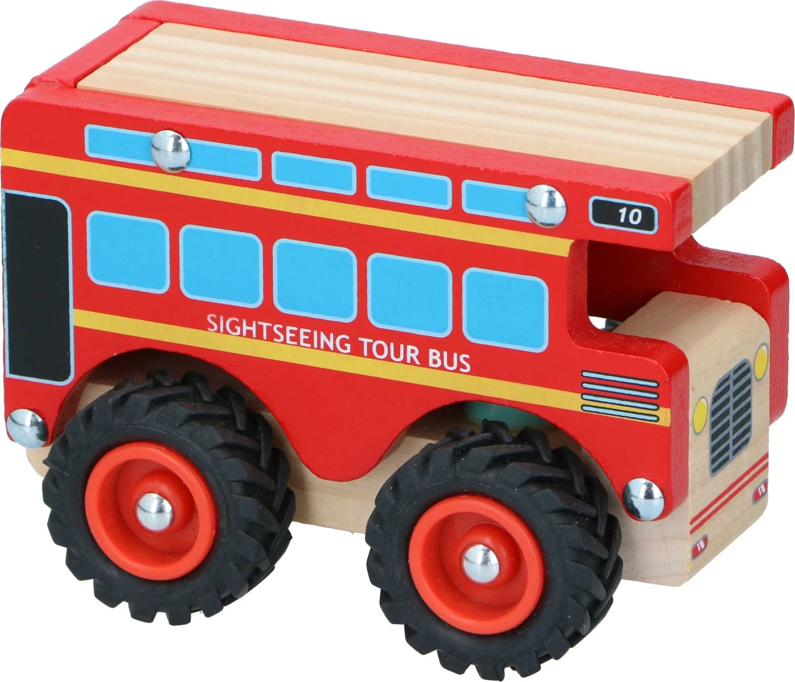 Autobus lodër druri BD VOZICKI 18407-BUS 12.5 x 7.8 x 9.5 cm, me rrota lëvizëse, i kuq