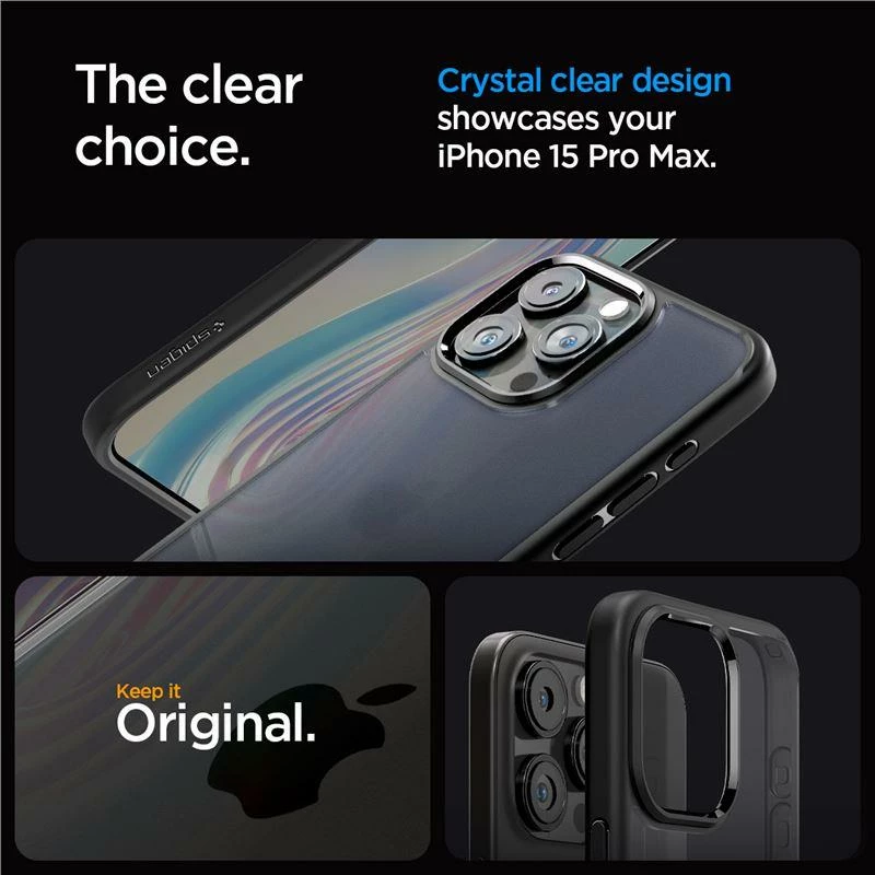 Mbështjellës Spigen Ultra Hybrid për iPhone 15 Pro Max, Transparent, i zi