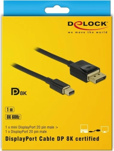 Kabëll DisplayPort DeLOCK 84927, Mini DisplayPort në DisplayPort, 1m, i zi