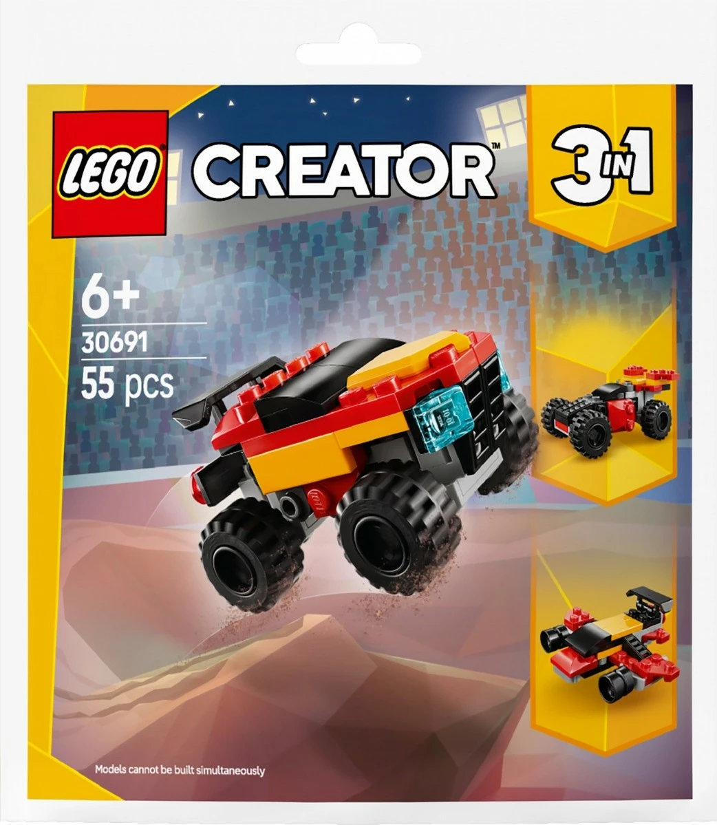 Set LEGO Creator 30691, 55 pjesë, monster truck i vogël, 3-në-1