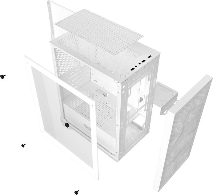 Kasë, Darkflash, M305 Mesh, Mini Tower M-ATX/ITX, pa ventilatorë, 2x SSD + 2x HDD, deri 7 ventilatorë, USB 3.0, e bardhë