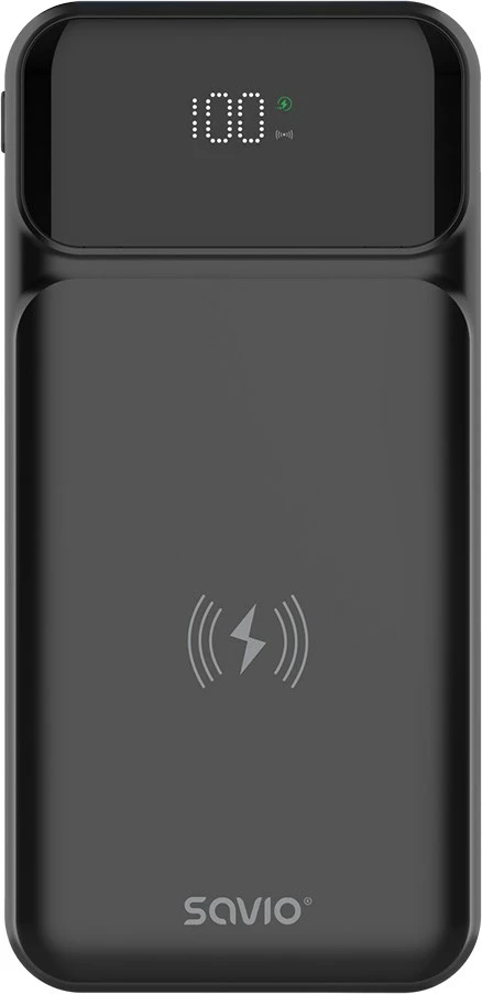 Power bank SAVIO BA-09, 37 mAh, karikim wireless, i zi
