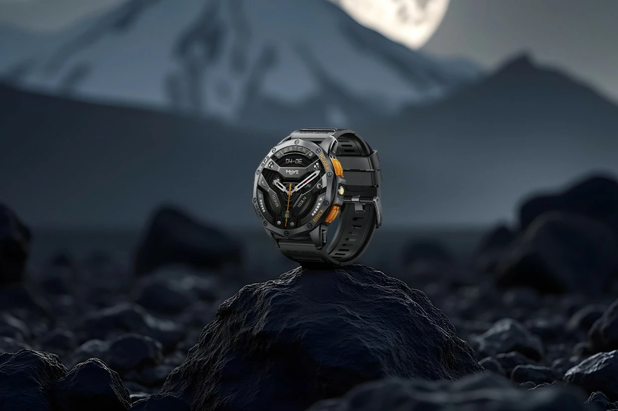 Smartwatch Moye Nav X Pro GPS 1.43\" AMOLED IP68 Bluetooth 5.3, e zezë/portokalli