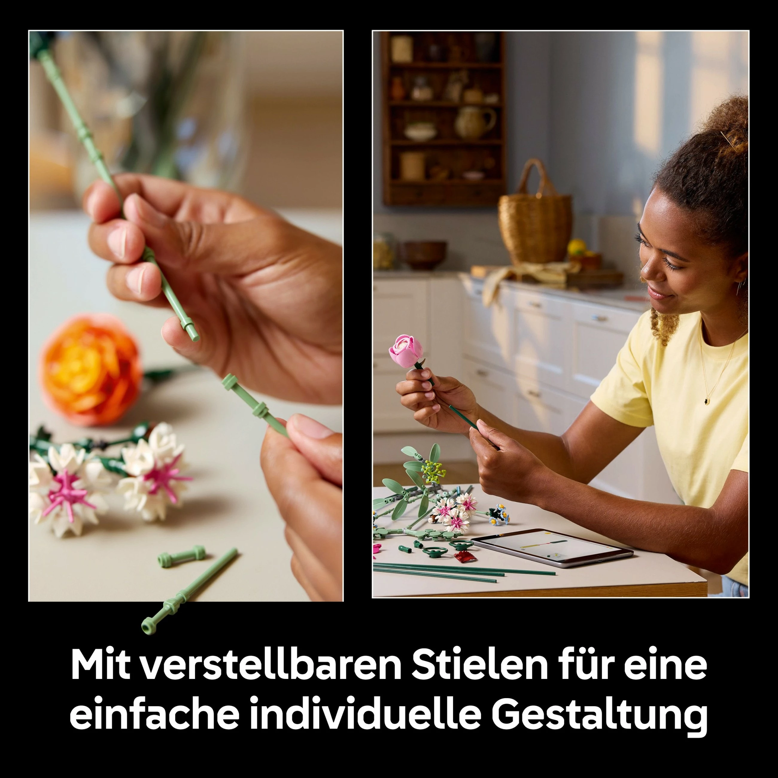 Set ndërtimi LEGO Botanicals Schöner Rosafarbener Blumenstrauß 10342, shumëngjyrësh