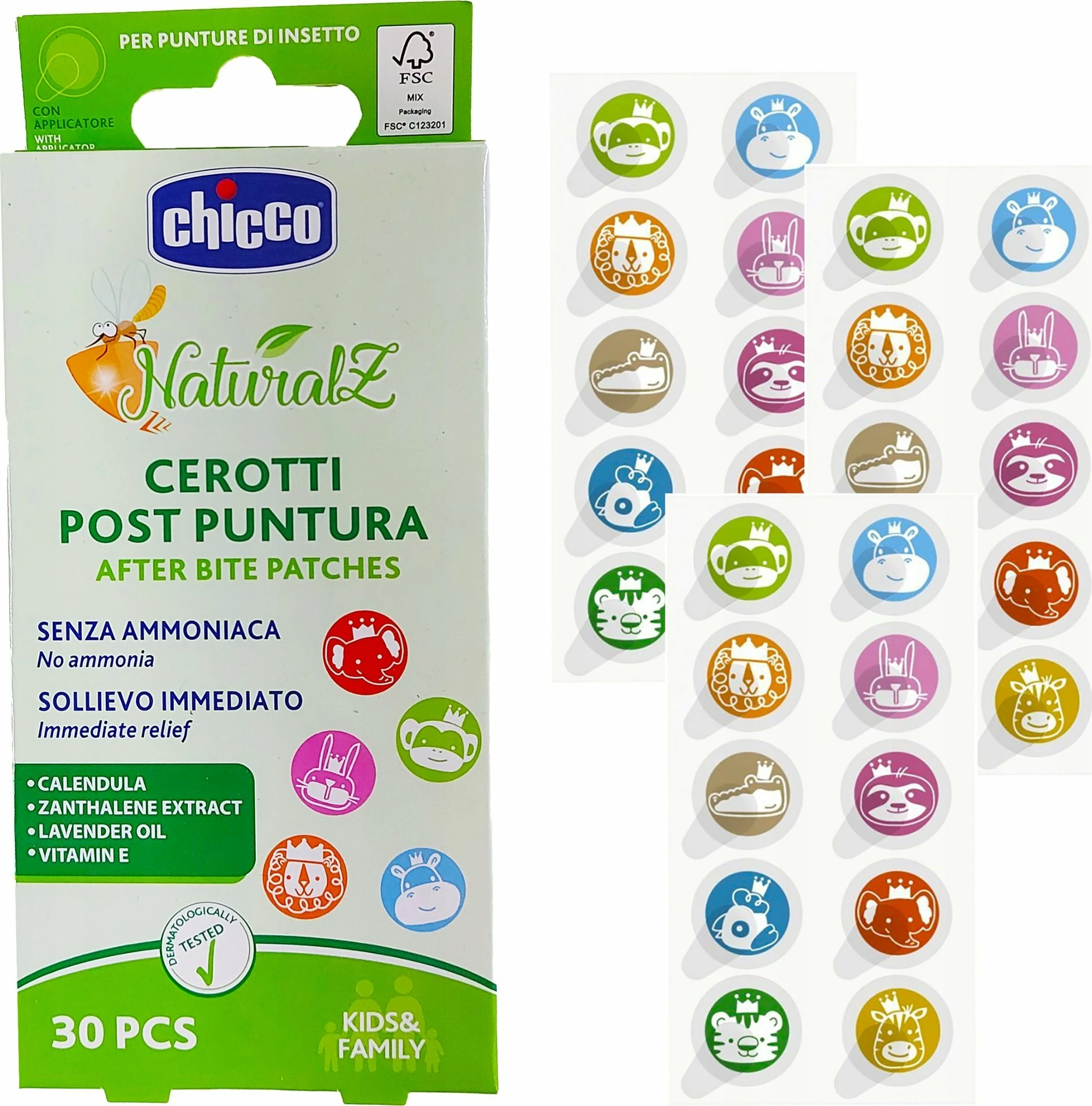 Flaster kundër pickimeve Chicco Bite Plasters 30 copë, transparent