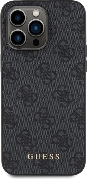 Mbështjellës Guess 4G Metal Gold Logo për iPhone 15 Pro Max, Gri