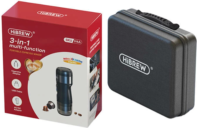 Aparat kafeje portabil HiBREW H4A, 3-në-1, 80W, 15 bar, me kuti, i zi