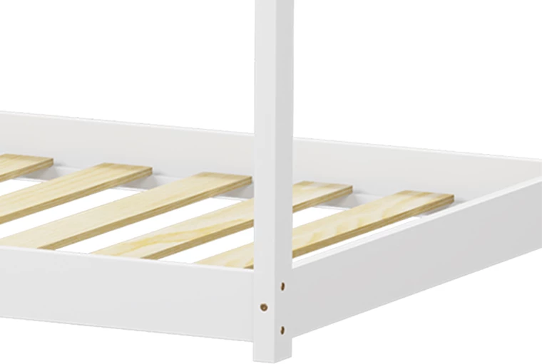 Krevat fëmijësh Montessori Nino, dru pishe, ngjyrë e bardhë, 90x190cm